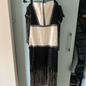 Alexis Black & White Fringe Dress